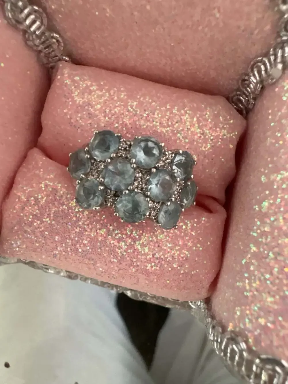 Sonia B. 14K White Gold Aquamarine and Diamond Cluster Ring